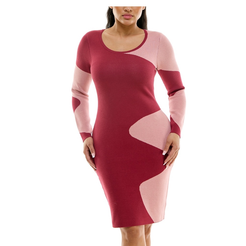 Color blocked ribbed dress
